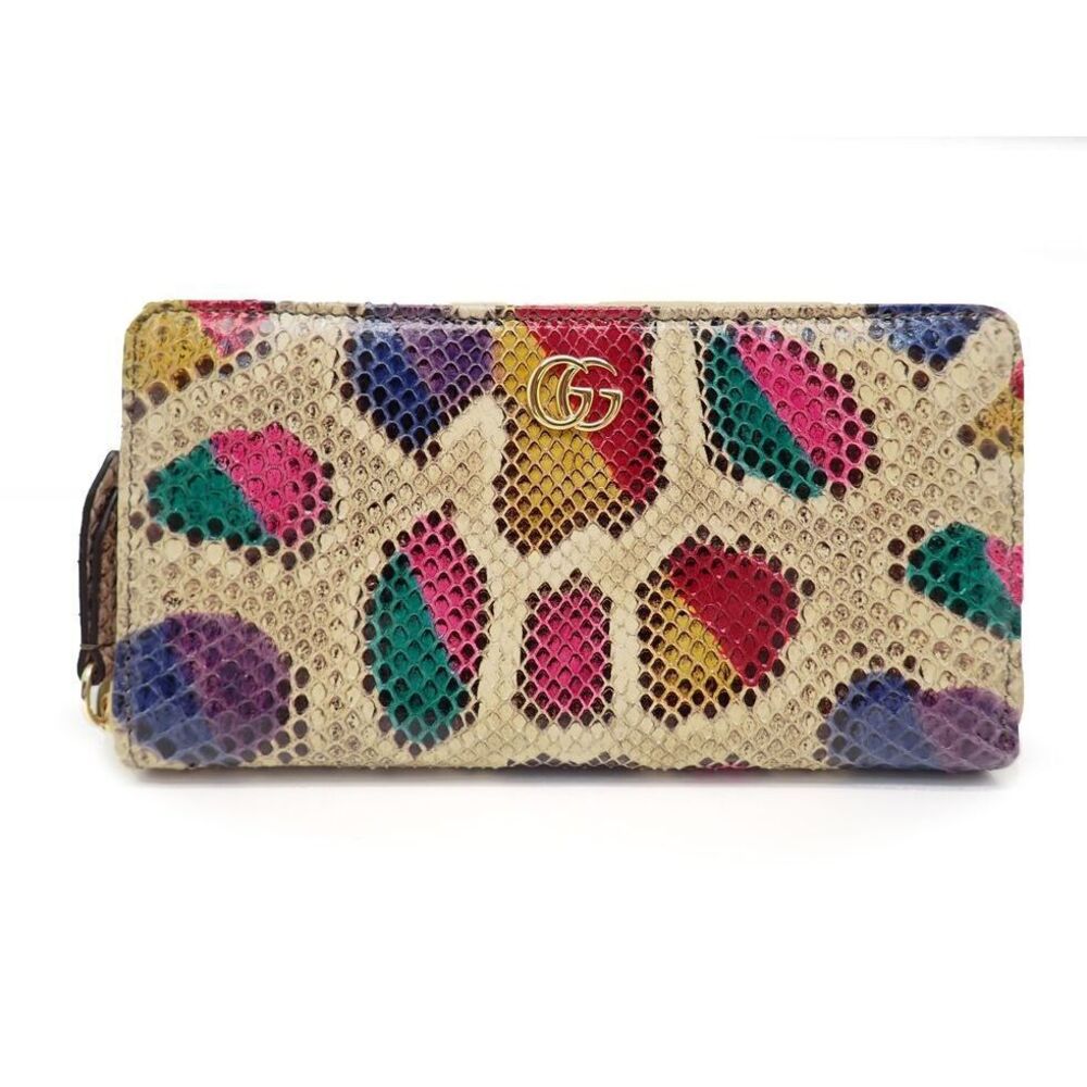 Gucci GG Marmont Python Multicolor Zip Around Wallet Long